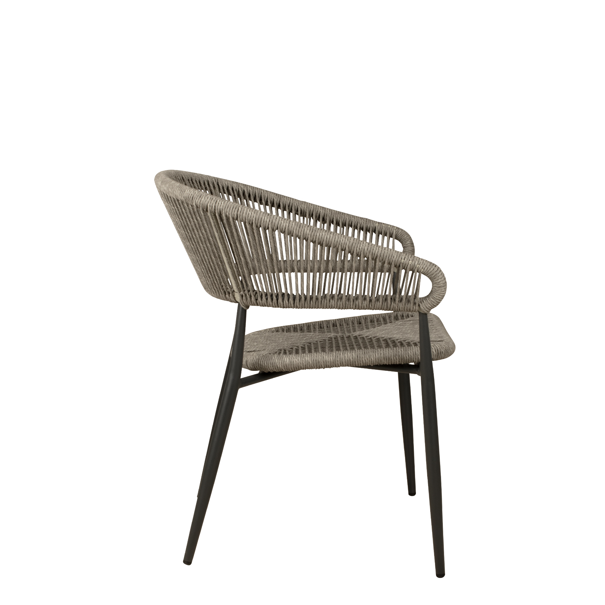 Jacora Silver-Grey Outdoorstuhl mit Geflecht – Seitenansicht