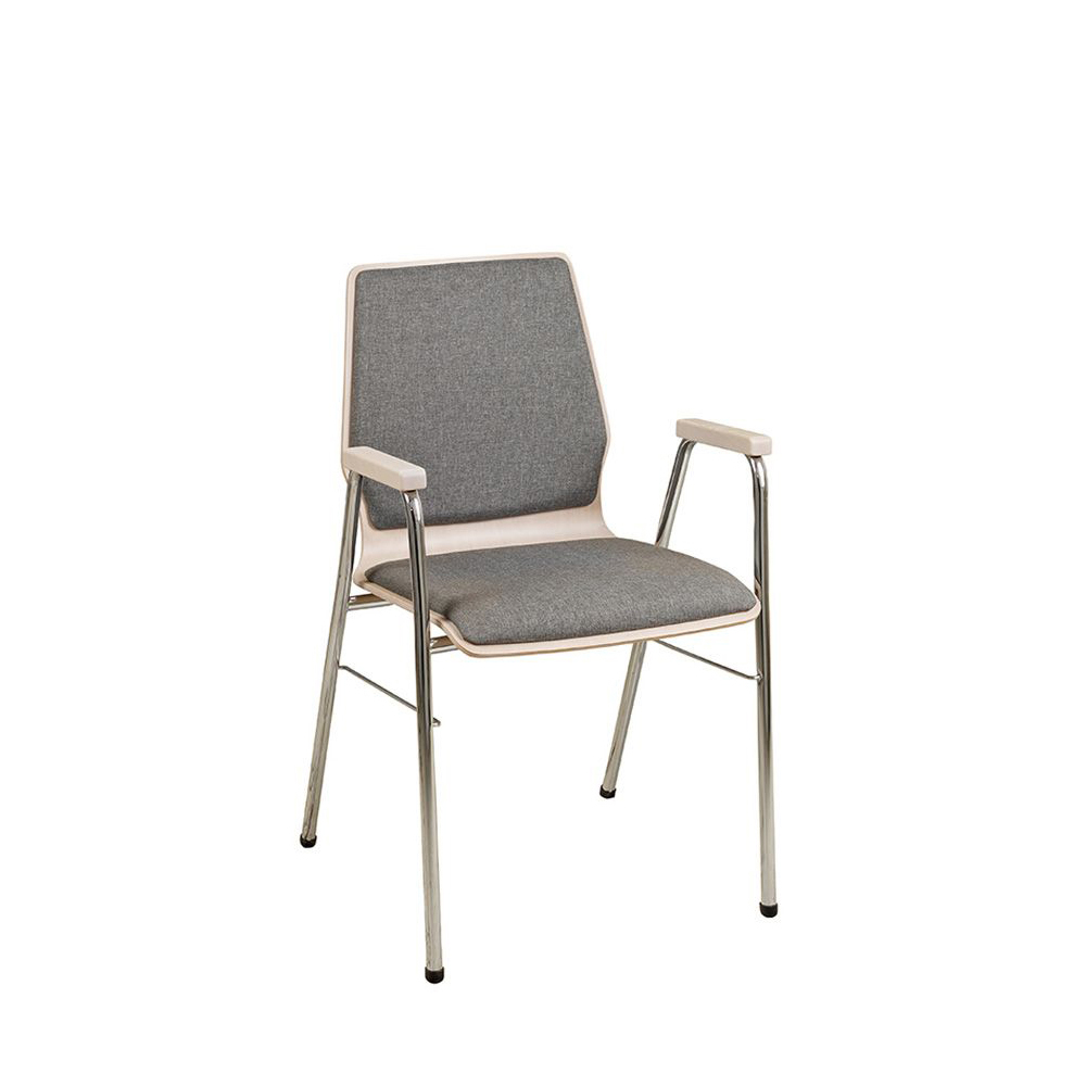 Eruno-220-A50_Kastelleiche_Lux-5_vorne_2_1000pxNQXoTv4U8TkAw Konferenzstuhl Eruno-220-A50 mit Sitz- und Rückenpolster, Holzlehne, Armlehnen und verchromtem Gestell