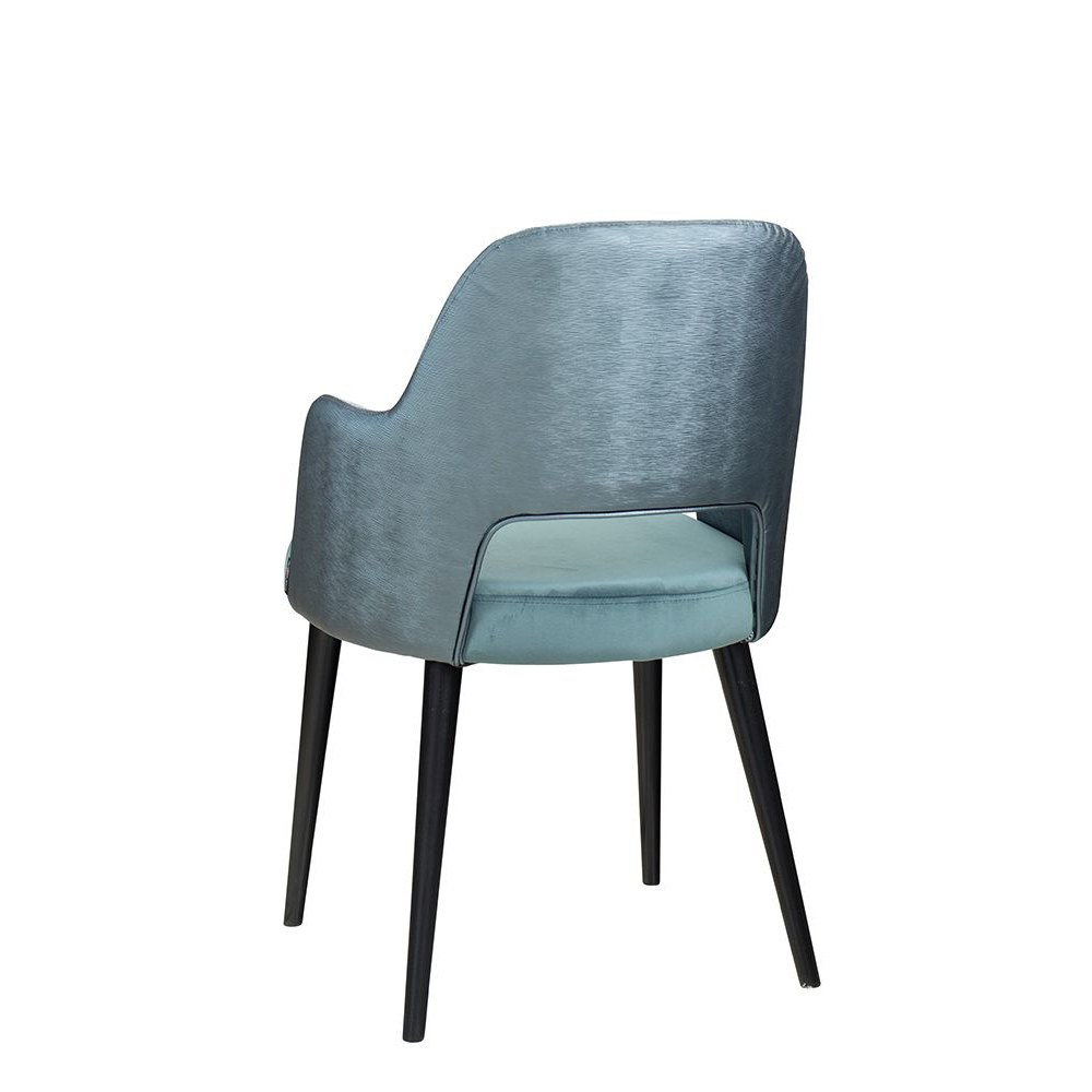 Polsterstuhl Gastronomie Sona 200 Arm: Beizton:Schwarz / Bezug Sitz: Riviera-87 / Bezug Rücken: Mercader bambu oltramare: Rückansicht