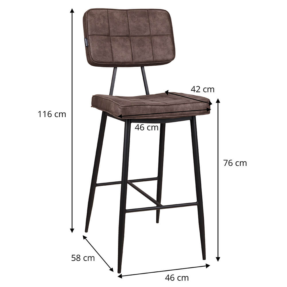 Polsterbarhocker Lucca-Bar Brown mit Metallgestell für Gastronomie