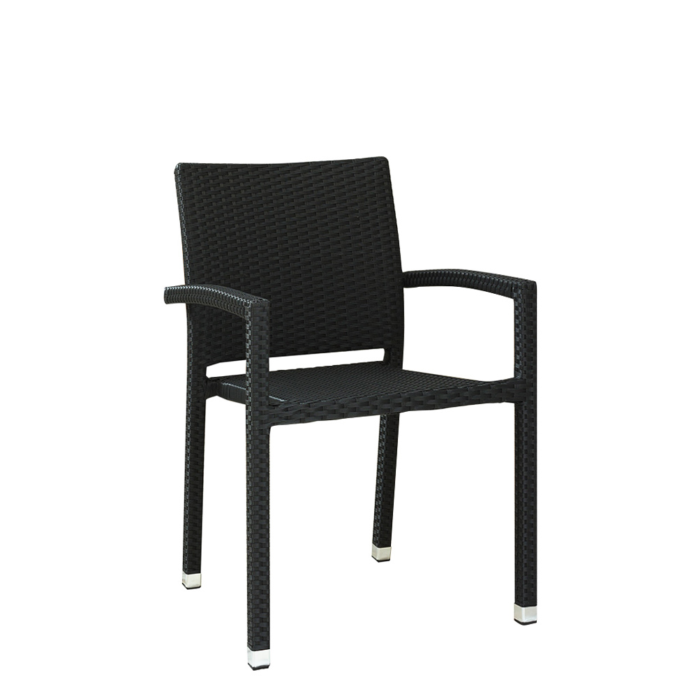 Gastronomie_Terrassenstuhl_Terrassenstuhl_Panama_black_seagrass_vorne_1000px Terrassenstuhl Panama-H48 Black Seagrass aus Kunststoffgeflecht mit Armlehnen und Aluminiumgestell