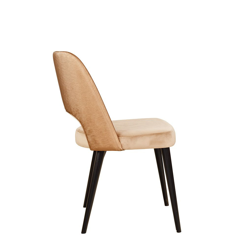 Polsterstuhl Gastronomie Sona-200,Beizton: Schwarz / Bezug Sitz: Riviera-24 / Bezug Rücken: Mercader bambu Bronze_Seitenansicht