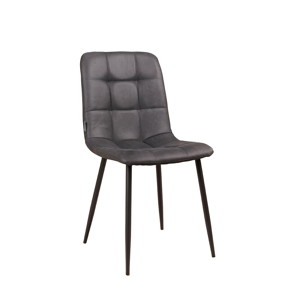 Polsterstuhl Derri Yuma-16 – ein Stuhl mit quadratischer Steppung und schwarzem Metallgestell für Gastronomie