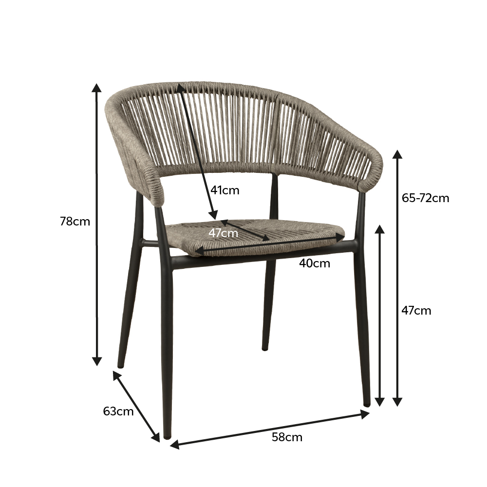 Outdoorstuhl Jacora SilverGrey Maße