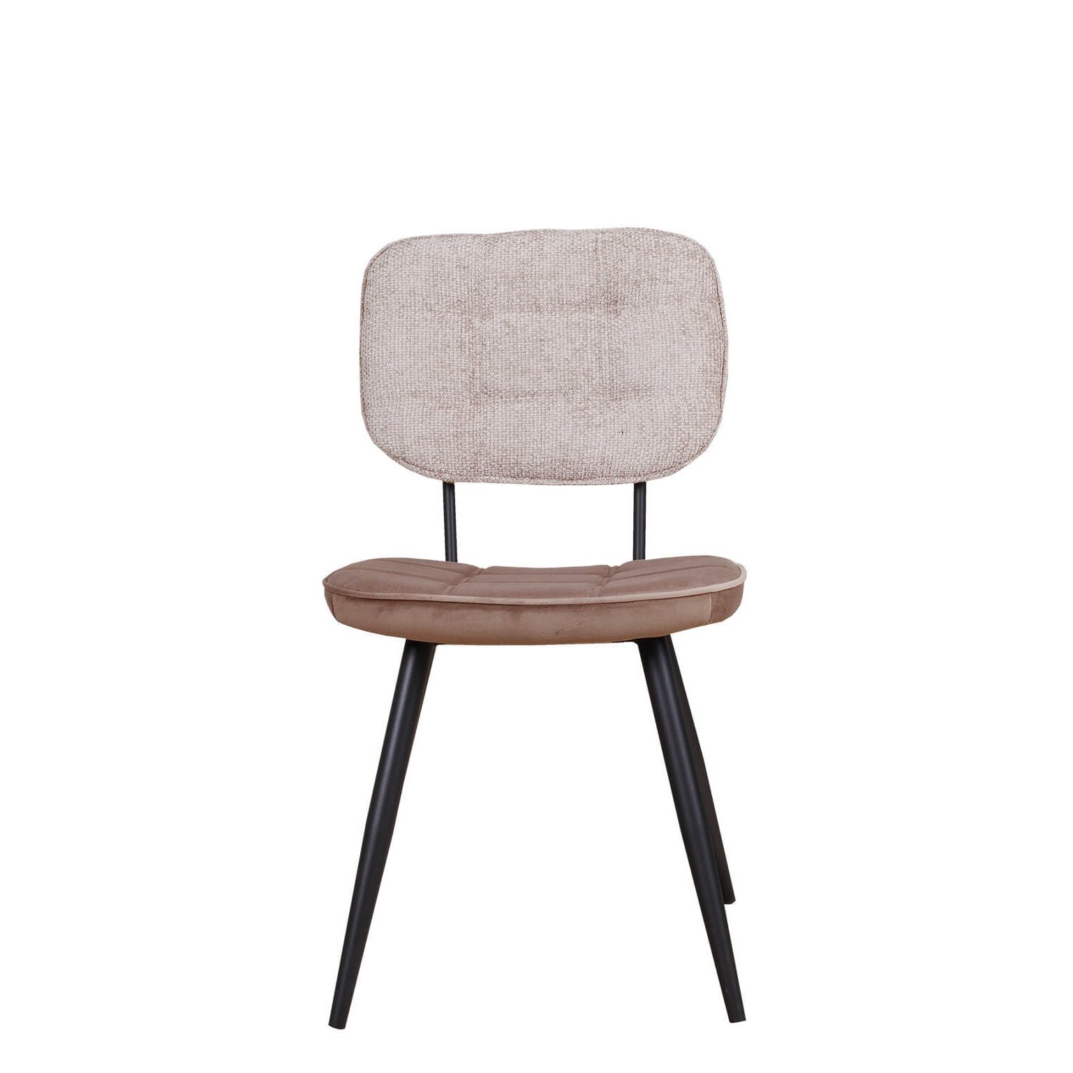 Polsterstuhl Bisano Beige mit Karo-Steppung und schwarzem Metallgestell für Gastronomie