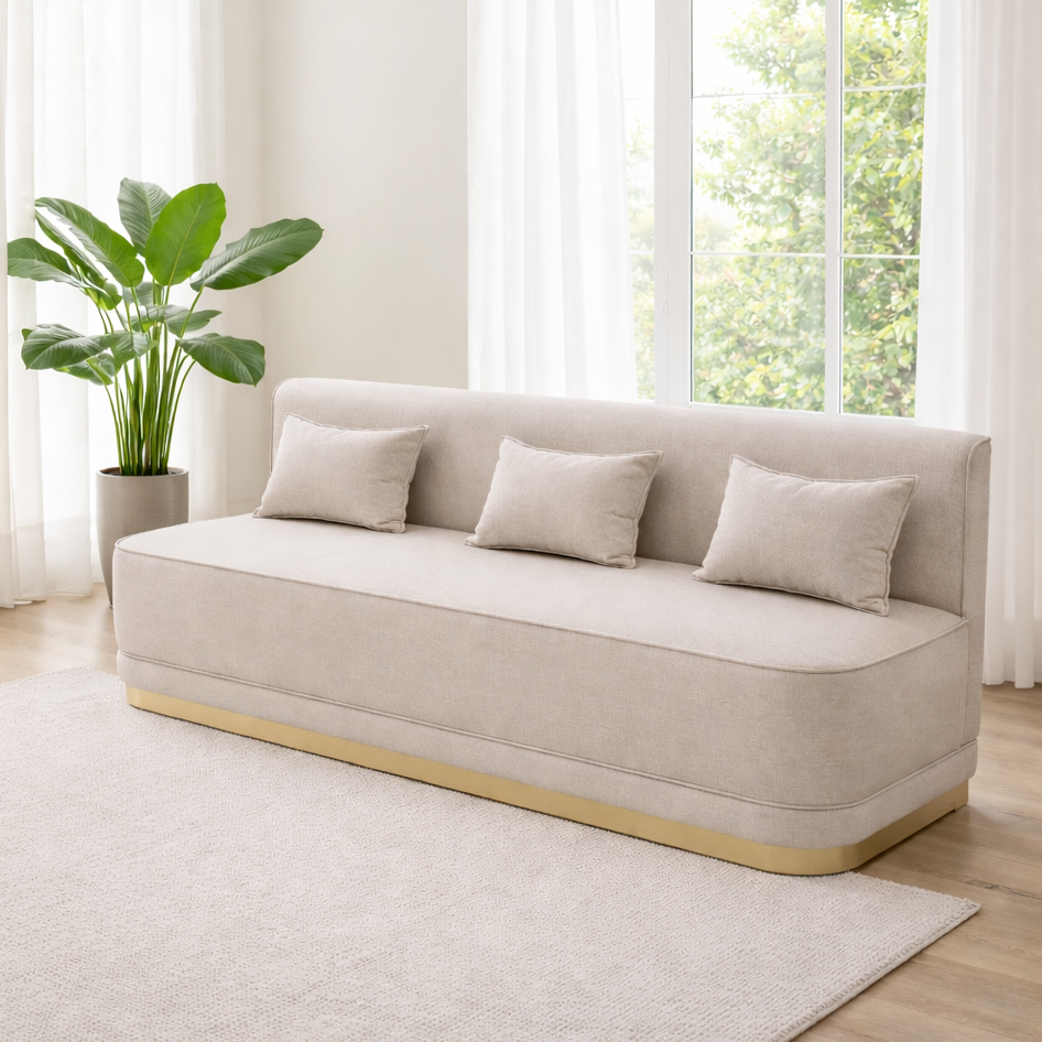 Vollpolsterbank E-101 mit Dekokissen – Milieubild Einzeln