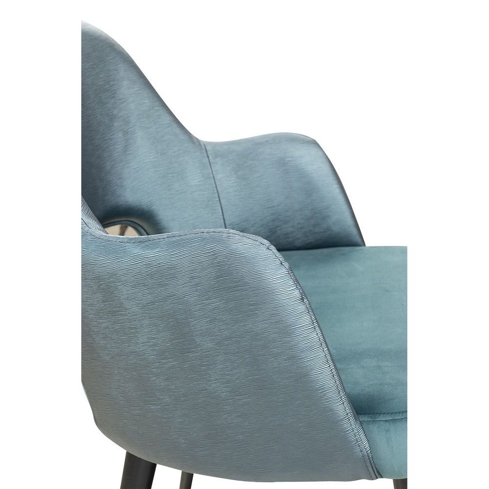 Polsterstuhl Gastronomie Sona 200 Arm: Beizton:Schwarz / Bezug Sitz: Riviera-87 / Bezug Rücken: Mercader bambu oltramare_Armlehne