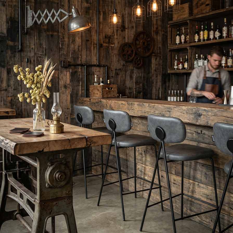 Vollpolsterbarhocker Cuba-Bar Nappa Mouse – Milieubild Restaurant