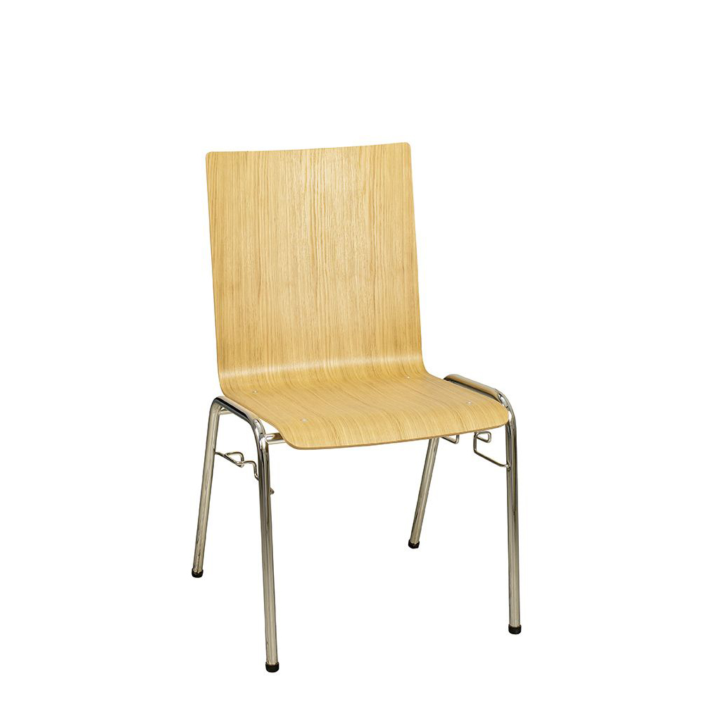 Konferenzstuhl Eruno-300-Eiche, verchromtem Metallgestell, stapelbar