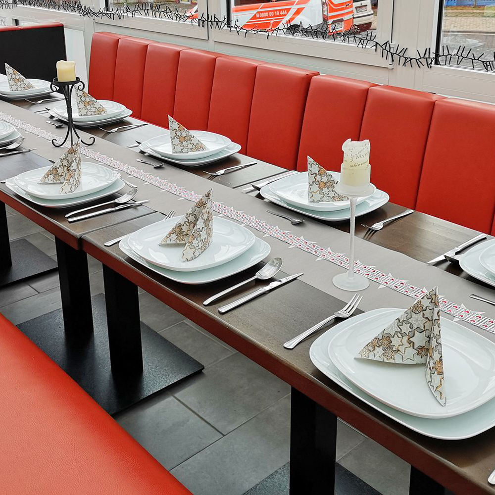 gastronomie-tischgestell-marino-tgf-407-_2 Tischgestell aus Metall für die Gastronomie - Marino-TGF-407 mit zwei Metallsäulen in Tischreihe