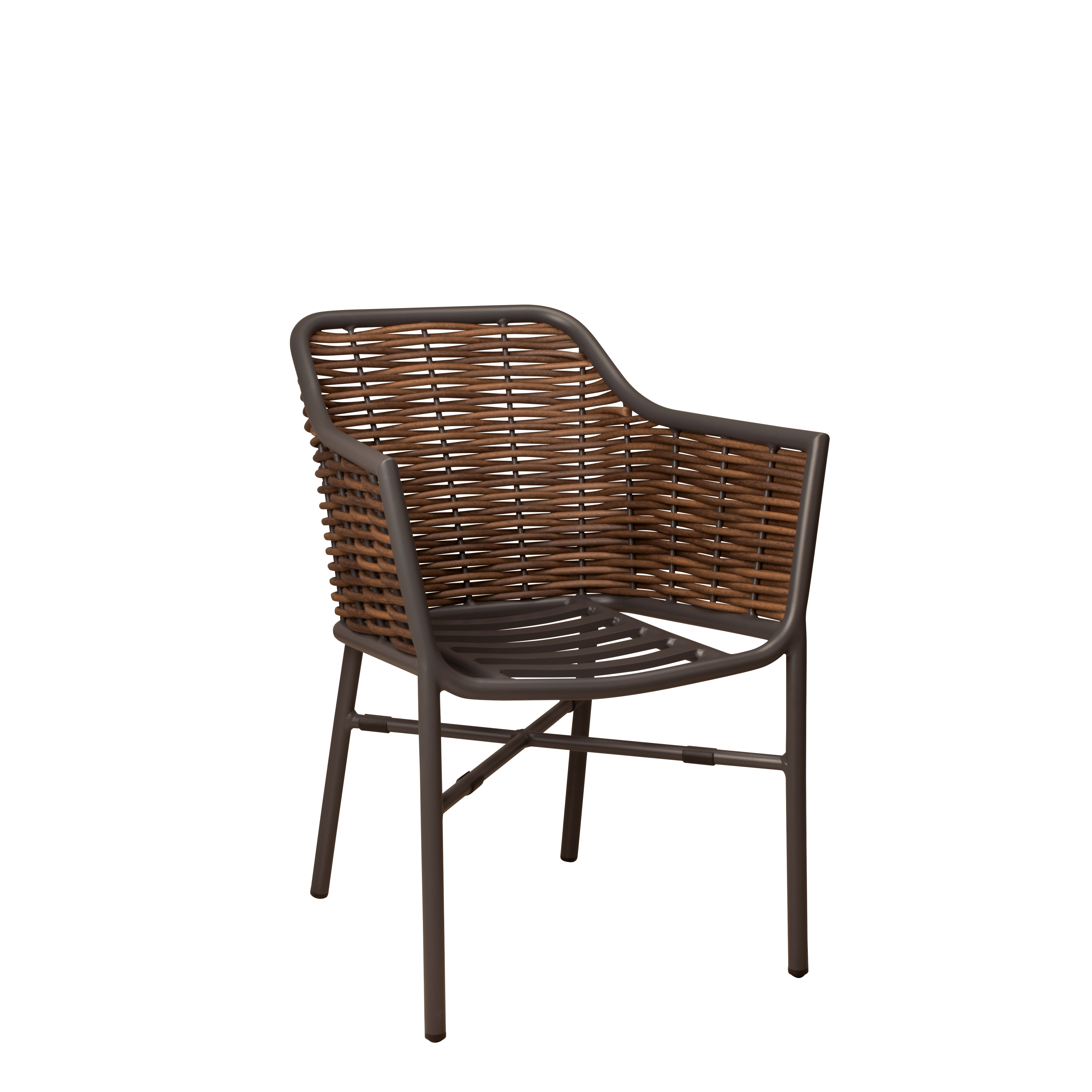 Orkney Natur Outdoorstuhl mit Armlehnen und Geflecht – Vorderansicht ohne Sitzkissen