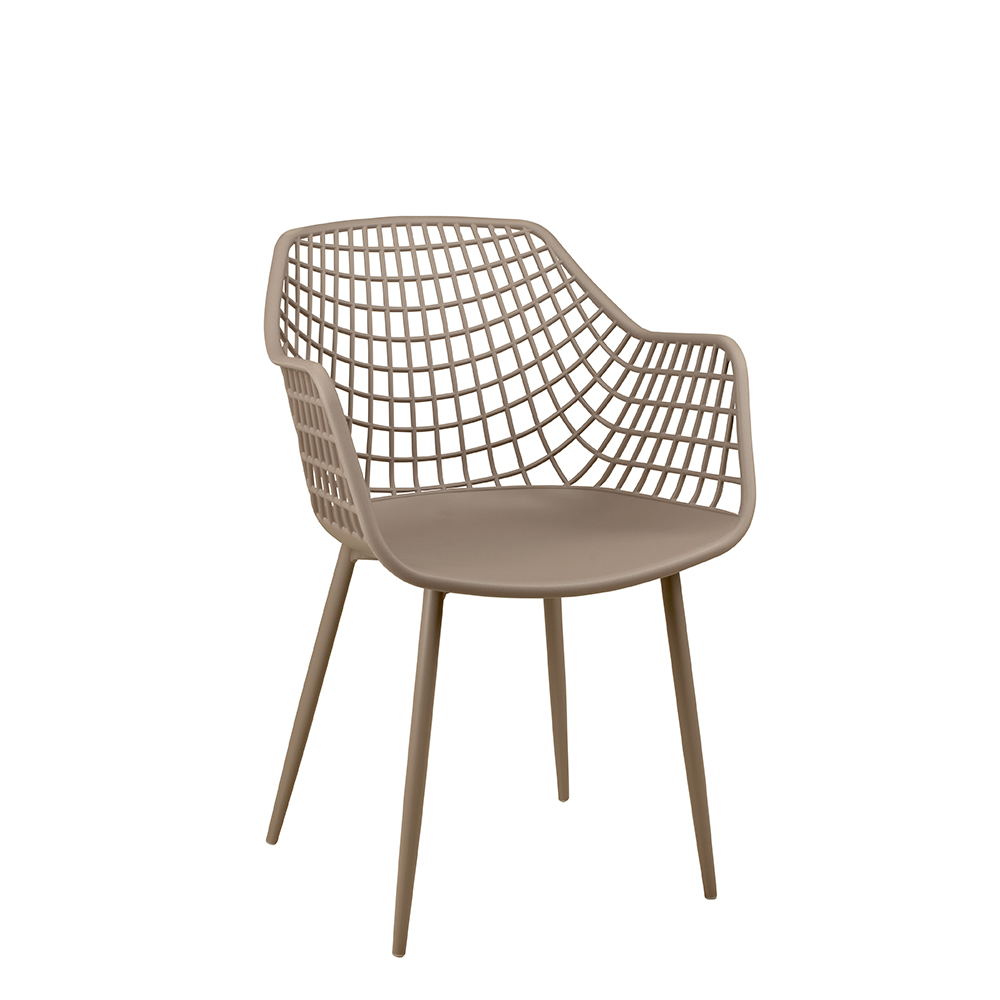 Foma-1692 Taupe Outdoorstuhl mit Armlehnen – Seitenansicht