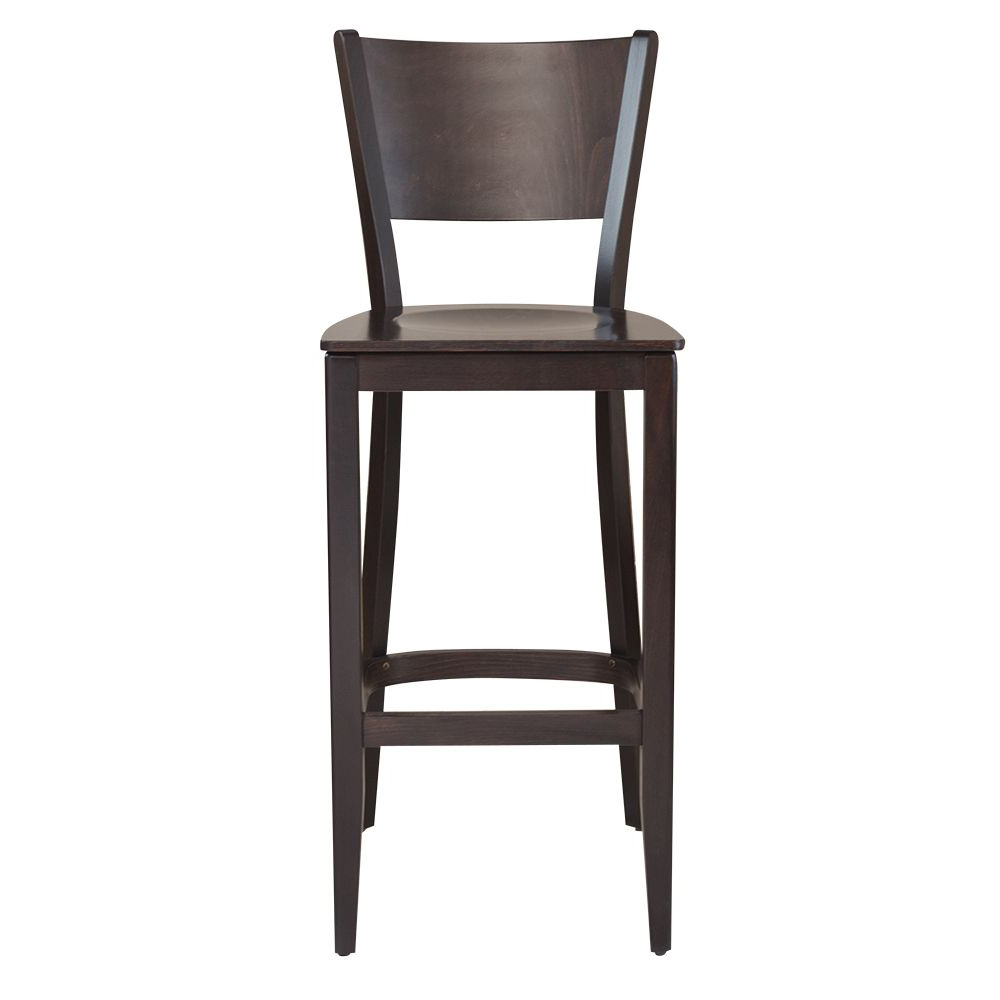 Klassischer Barhocker aus Buchenholz in hellem Beizton American Walnut