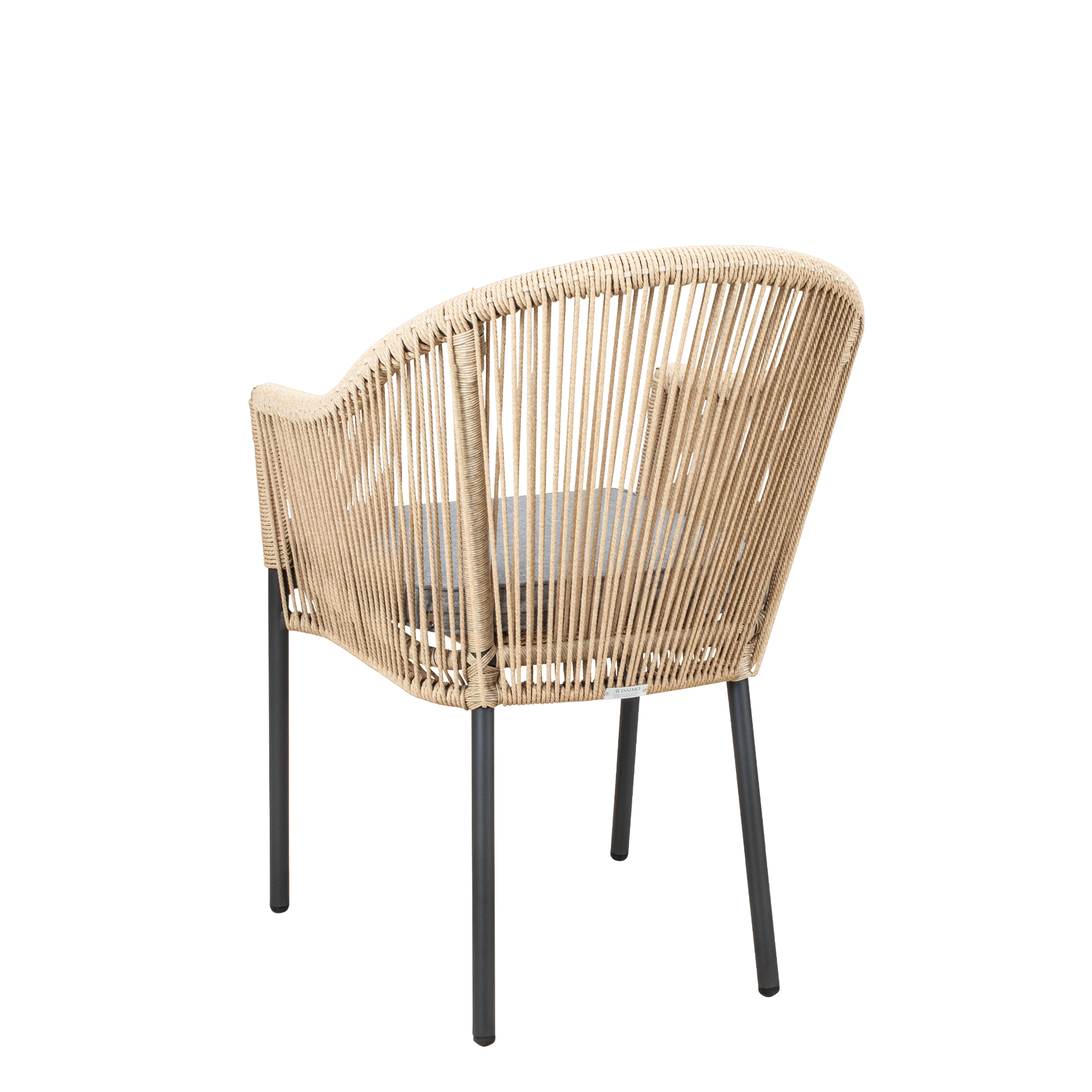 Mona Cream Outdoorstuhl mit Armlehnen und Sitzkissen – Rueckansicht